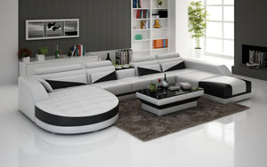 Lilo Leather Sectional with Shape Chaise