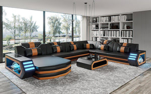 Eileend Leather Sectional Sofa with LED Lights | Futuristic Furniture