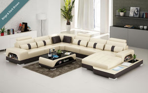 Mequon Large Leather Sectional with LED Lights