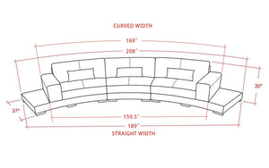 Frida Modern Curve Shape Leather Sectional