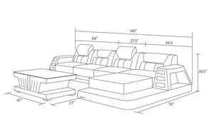 Ozzy Small Modern Leather Sectional