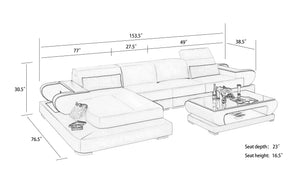 Ezrael Small Modern Leather Sectional