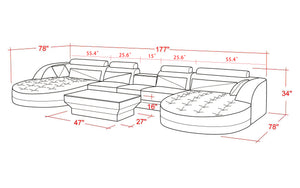 Geode Leather Sectional with Shape Chaise