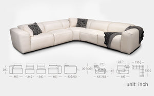 Rose Modern Leather Reclining Sectional