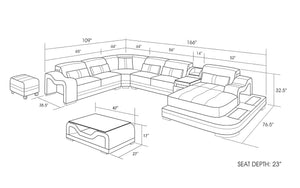 Sydney Large Leather Sectional with Side Table