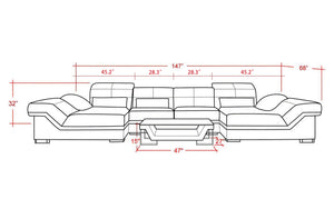 Kaniel Leather Sectional with Adjustable Headrest