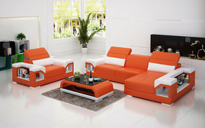 Edwin Mini Modern Leather Sectional with Chaise