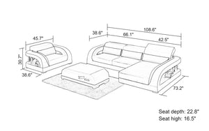 Monte Mini Modern Leather Sectional with Chaise