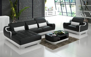 Amir Mini Modern Leather Sectional with Chaise