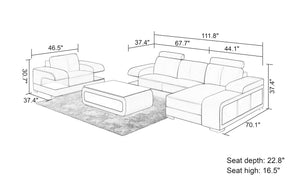 Elza Mini Modern Leather Sectional with Chaise