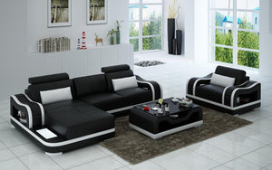 Asland Mini Modern Leather Sectional with Chaise