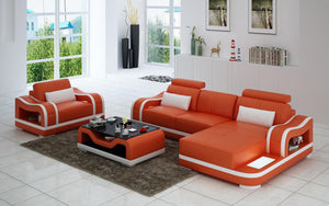 Asland Mini Modern Leather Sectional with Chaise