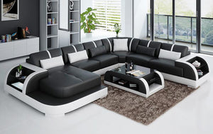 Syras Modern U-Shape Leather Sectional