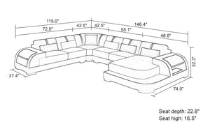 Syras Modern U-Shape Leather Sectional