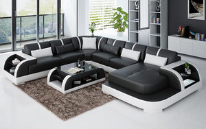 Syras Modern U-Shape Leather Sectional