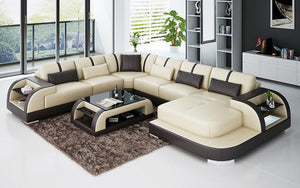 Syras Modern U-Shape Leather Sectional