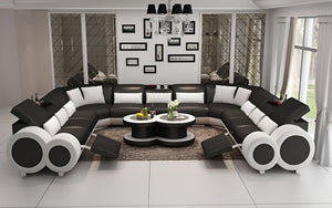 Aetius XL Modern U-Shape Leather Sectional with Footrest