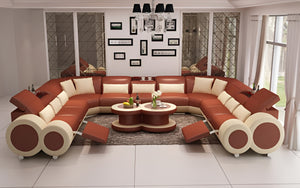 Aetius XL Modern U-Shape Leather Sectional with Footrest