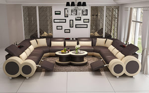 Aetius XL Modern U-Shape Leather Sectional with Footrest