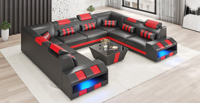 Cosmo XL U-Shape LED Sectional - Extra Large Party Couch for Big Spaces