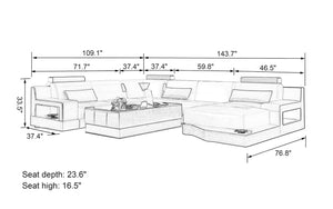 Hybra Modern U-Shape Leather Sectional