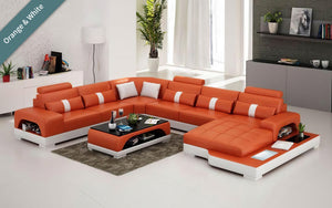 Mequon Large Leather Sectional with LED Lights