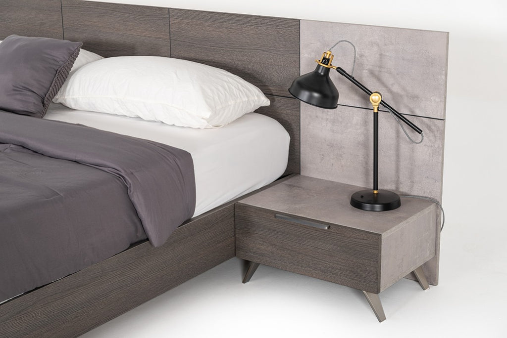 Brubon  Modern Faux Concrete & Grey Bedroom Set