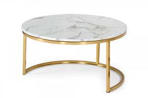 Cinelli - Modern Gold and Marble Coffee Table Set