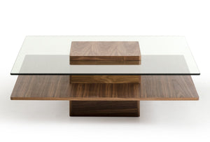 Codi Modern Walnut and Glass Coffee Table