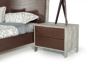 Camona Modern Dark Walnut & Faux Concrete Bedroom Set