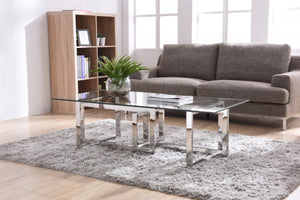 Valet Modern Glass & Stainless Steel Coffee Table