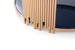 Boquot Modern Smoked Glass & Rosegold Round Coffee Table