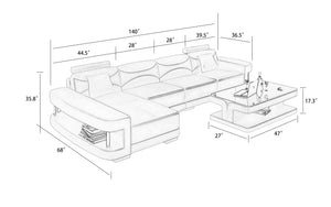 Critika Modern Leather Sectional with Chaise