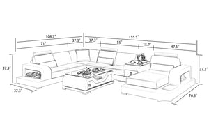 Tara Modern U-Shape Leather Sectional