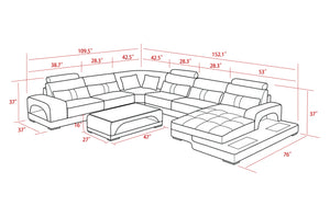 Mequon Large Leather Sectional with LED Lights