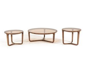 Lecce Modern 3-Piece Walnut Coffee Table Set