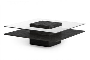 Clawin Modern Grey Elm & Glass Coffee Table