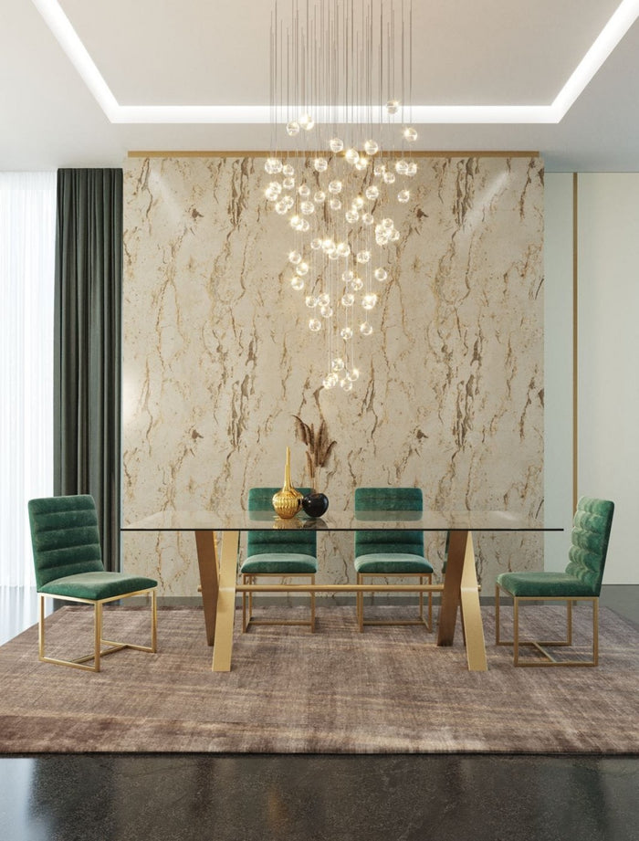 Modrest Marlon Golden & Glass Dining Table