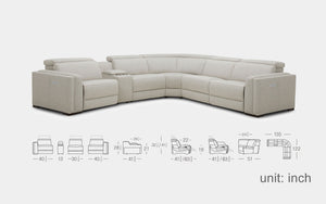 Darcey Fabric L Shape Sectional Sofa With Recliners