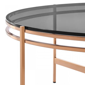 Orvinio - Modern Smoked Glass & Rosegold Coffee Table