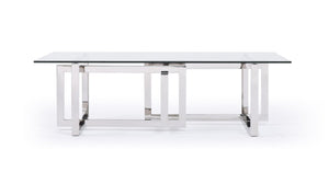 Valet Modern Glass & Stainless Steel Coffee Table